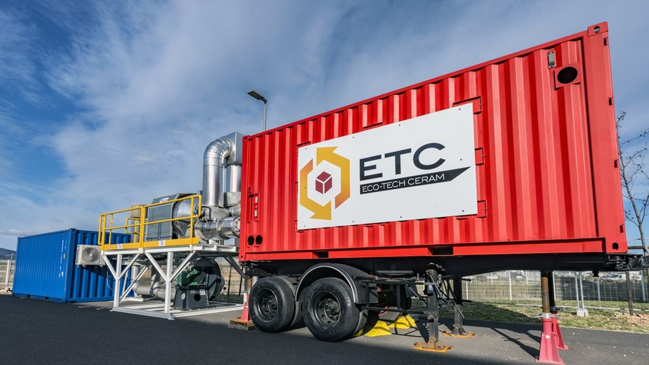Unité mobile Eco-Stock d’Eco-Tech Ceram sur site industriel